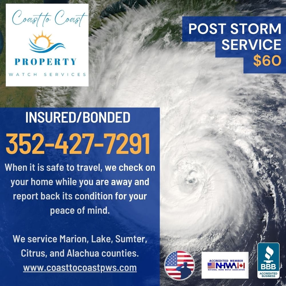 Hurricane and storm services available for our Home Watch and Rental Watch clients.
